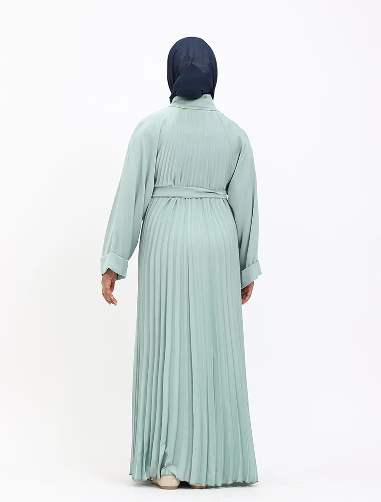 Girls Sage Pleated Silhouette Abaya